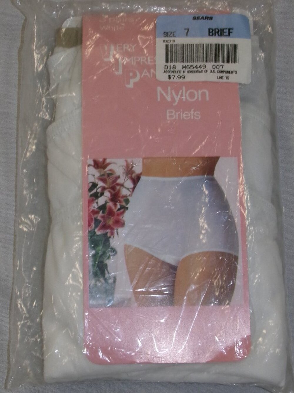 NEW Vtg Sealed NOS Sears Very Impressive Panty VIP White Nylon Pack Of 3 sz 7